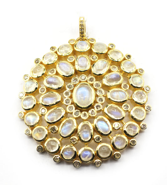 Oval 92.5 Silver Pave Diamond Pendant