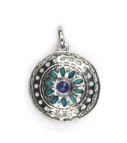 Round Silver Pave Diamond Pendant