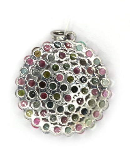 Round Silver Pave Diamond Pendant