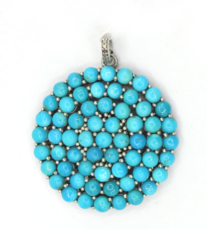 Round Silver Pave Diamond Pendant
