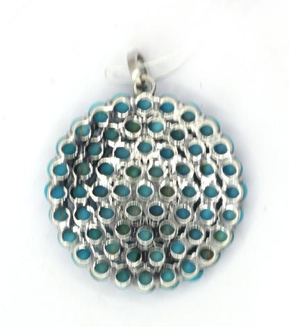 Round Silver Pave Diamond Pendant