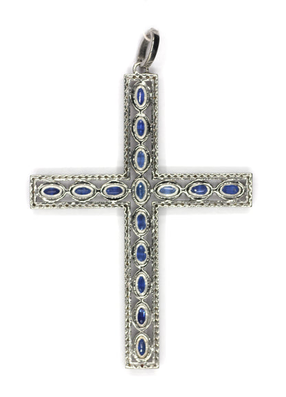 Cross Shape Silver Pave Diamond Pendant
