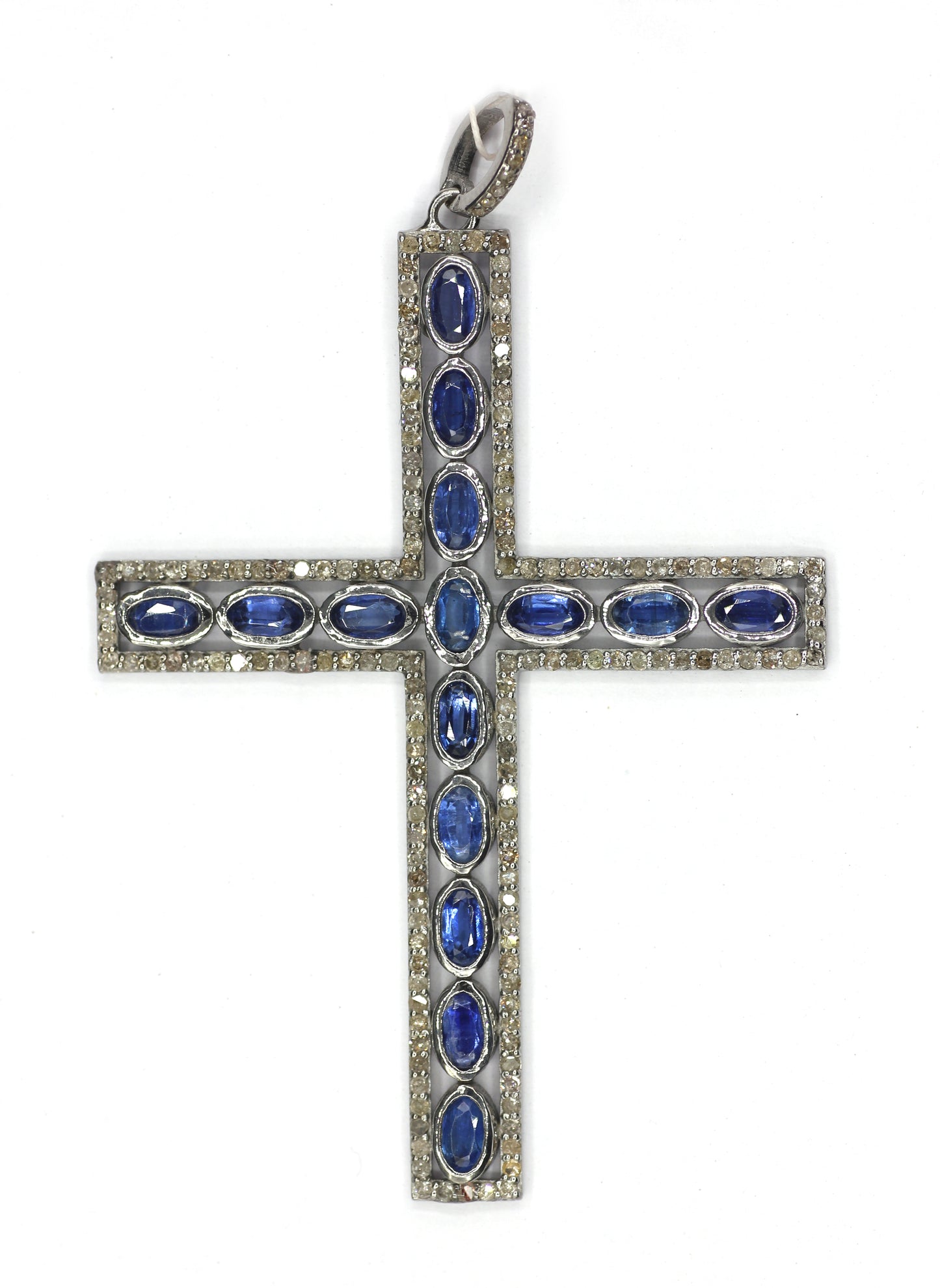 Cross Shape Silver Pave Diamond Pendant