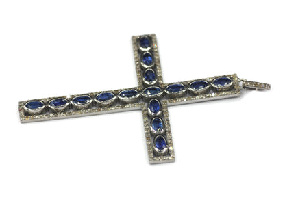 Cross Shape Silver Pave Diamond Pendant