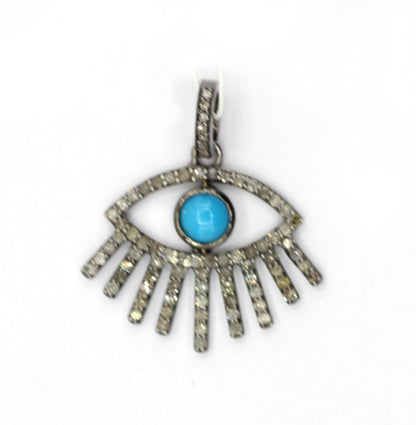 Evil Eye Silver Pave Diamond Pendant