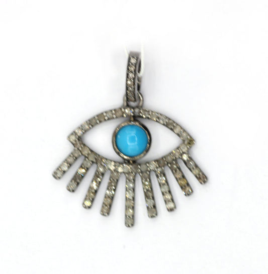 Evil Eye Silver Pave Diamond Pendant