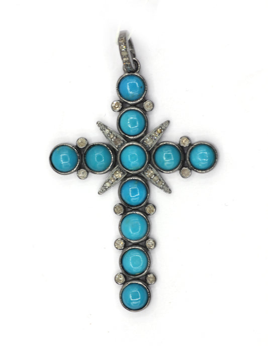 Cross Silver Pave Diamond Pendant