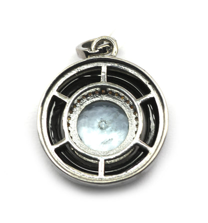 Round 92.5 Silver Pave Diamond Pendant