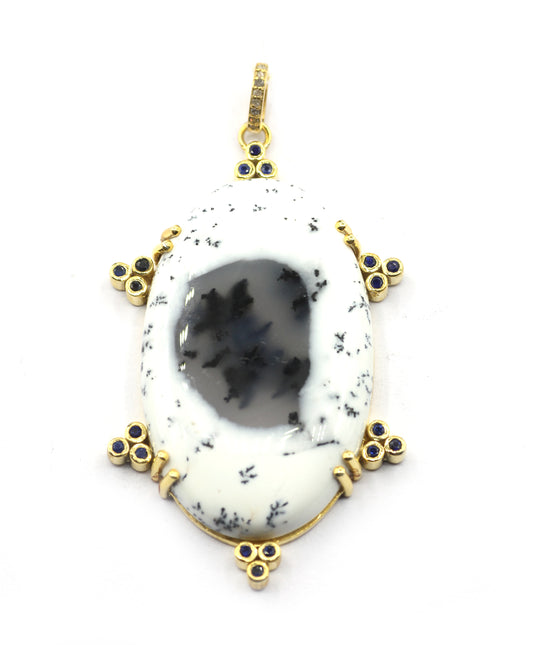 Oval Stone Pave Diamond Pendant