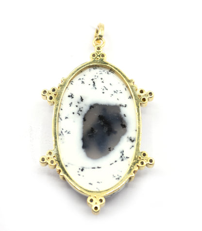 Oval Stone Pave Diamond Pendant