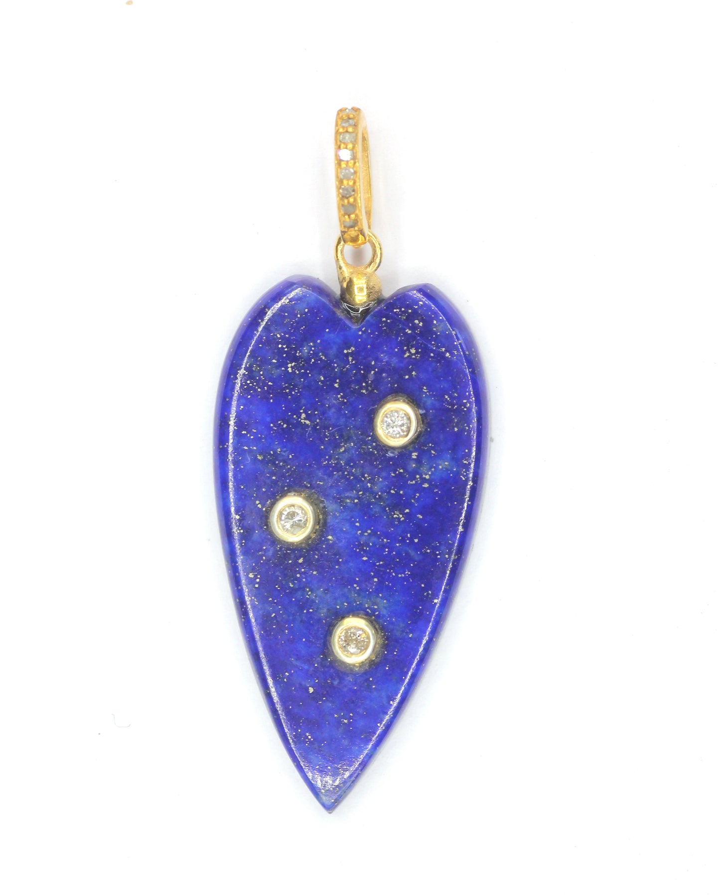 Lapis Heart Silver Pave Diamond Pendant