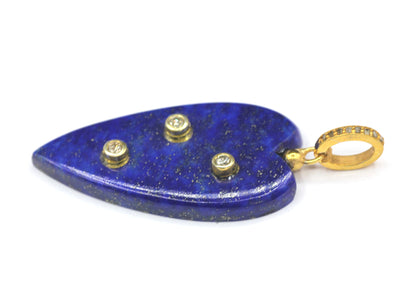 Lapis Heart Silver Pave Diamond Pendant