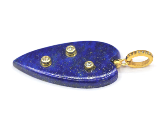 Lapis Heart Silver Pave Diamond Pendant