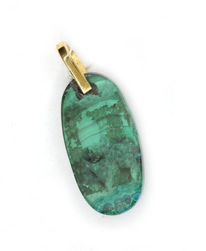 Malachite Silver Pave Diamond Pendant