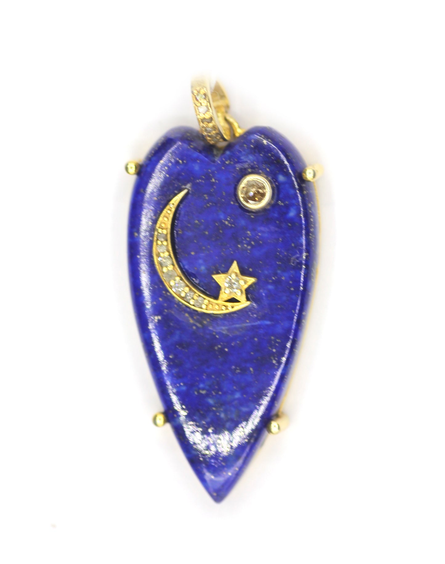 Heart Shape Silver Diamond Lapis lazuli Pendant