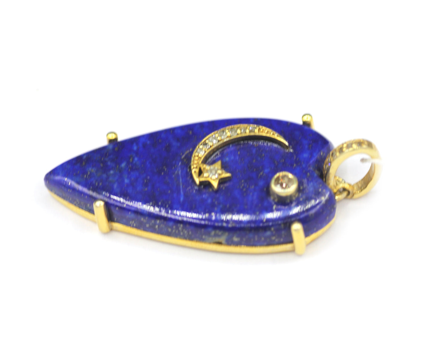 Heart Shape Silver Diamond Lapis lazuli Pendant