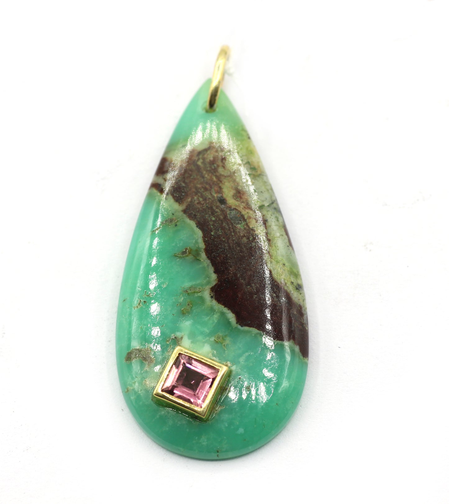 Nature Chrysoprase Pave Diamond Pendant