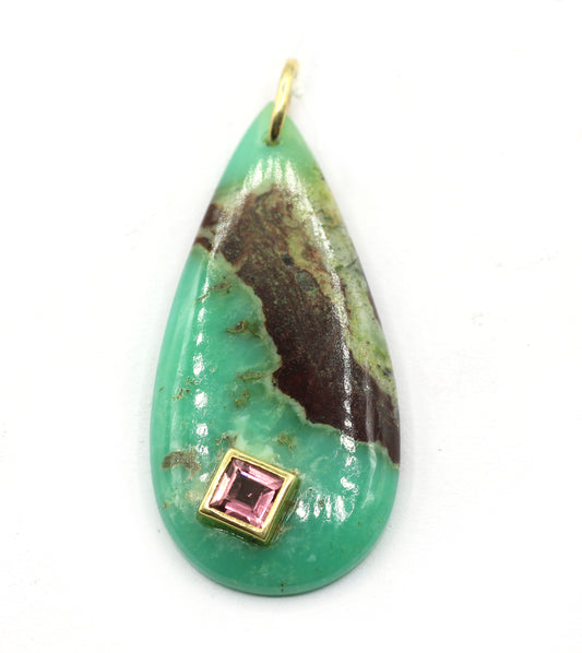 Nature Chrysoprase Pave Diamond Pendant