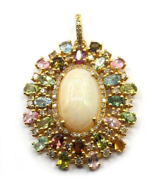 Opal 92.5 Silver Pave Diamond Pendant
