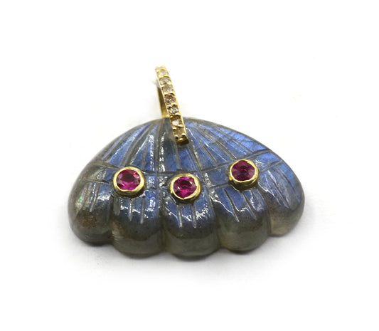 Labradorite Stone Pave Diamond Pendant