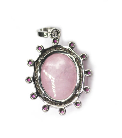 Oval Silver Diamond Pendant