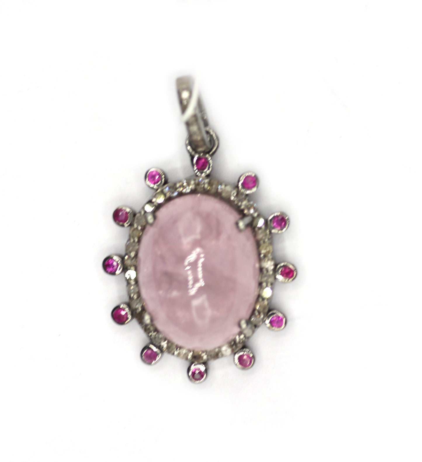 Oval Silver Diamond Pendant