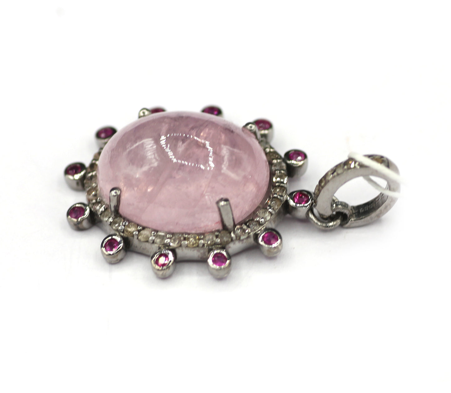 Oval Silver Diamond Pendant