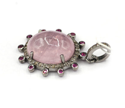 Oval Silver Diamond Pendant