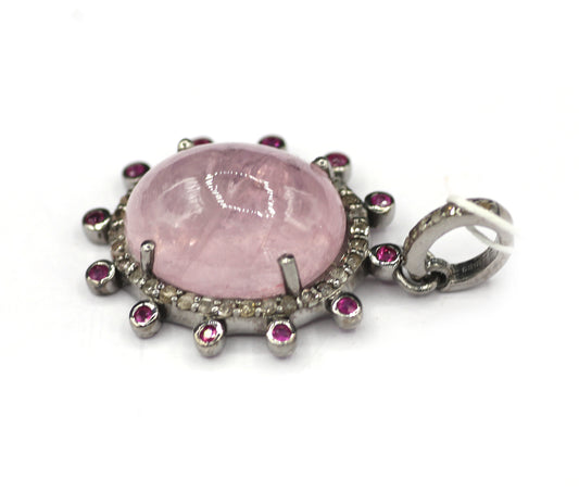 Oval Silver Diamond Pendant
