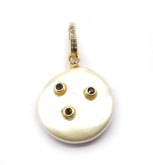 Pearl 92.5 Silver Pave Diamond Pendant