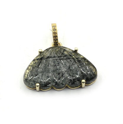 Black rutile Pave Diamond Pendant