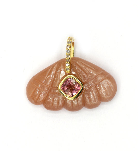Moon Stone Pave Diamond Pendant