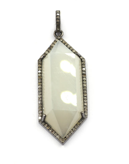 Moon Stone Pave Diamond Pendant