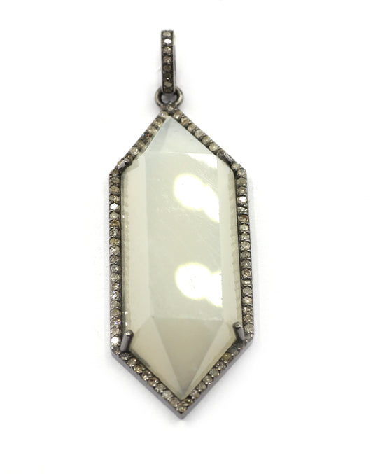 Moon Stone Pave Diamond Pendant