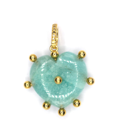 Amazonite Heart Shape Pave Diamond Pendant
