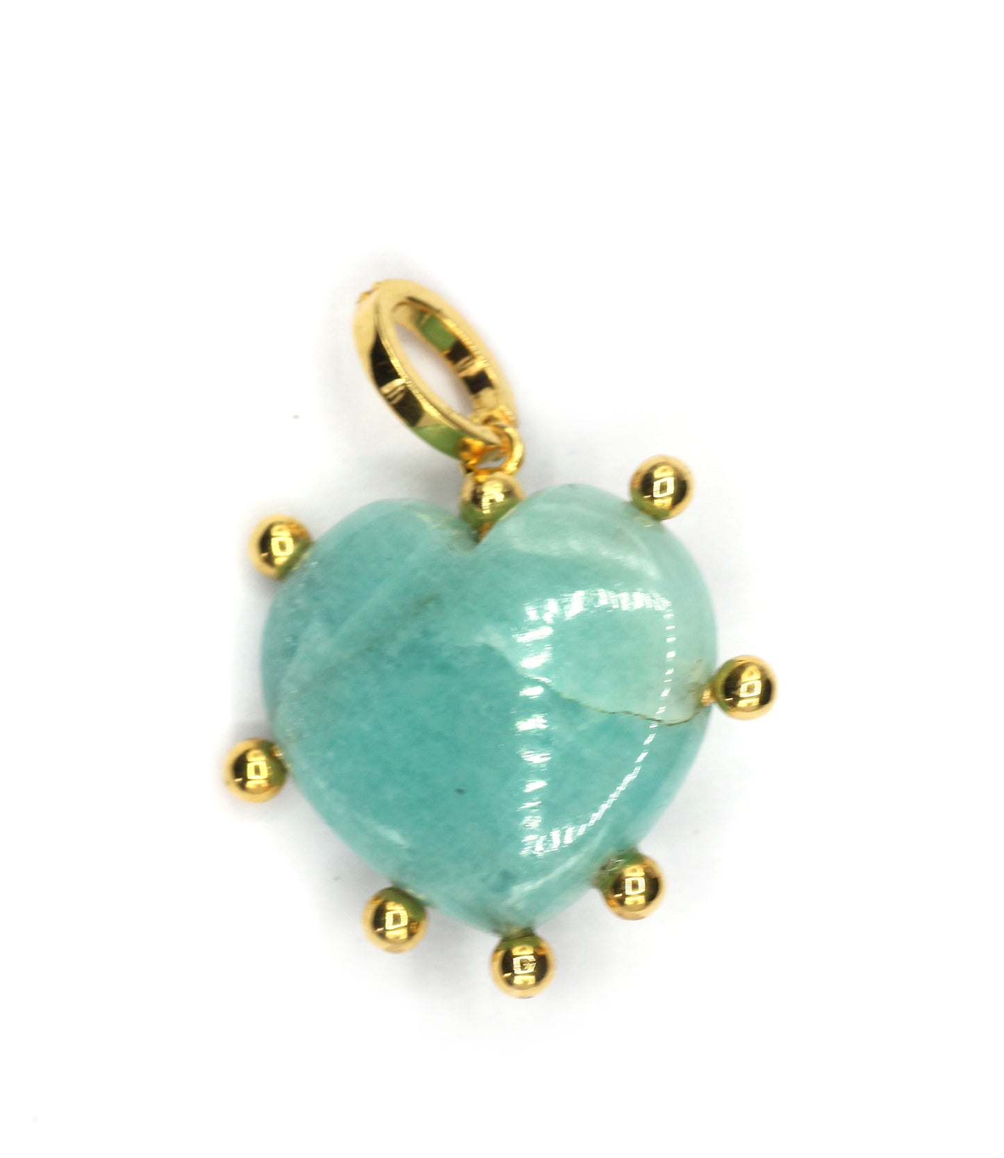 Amazonite Heart Shape Pave Diamond Pendant