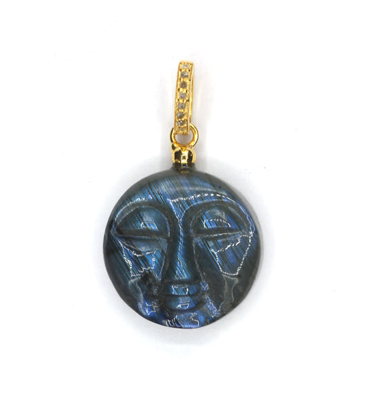 Labradorite Face Pave Diamond Pendant