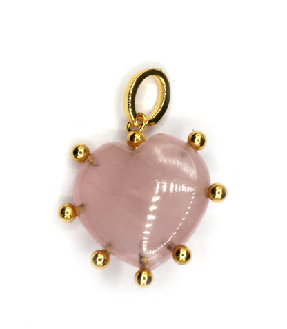 Rose Quartz Heart Shape Pave Diamond Pendant