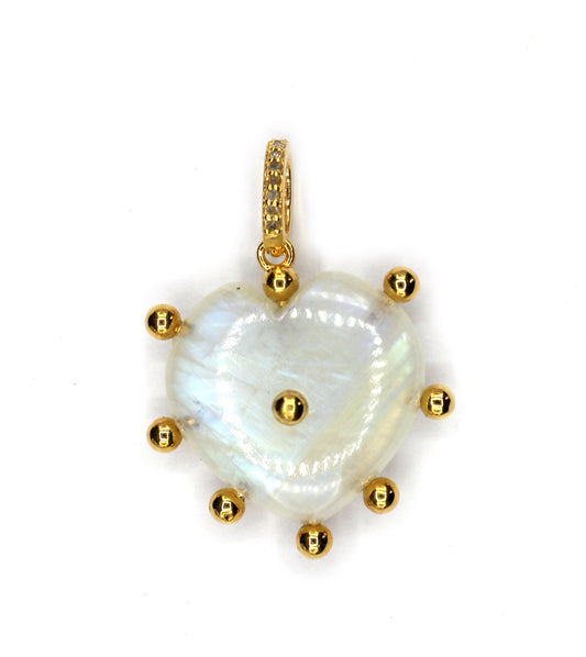 Moonstone Heart Shape Pave Diamond Pendant