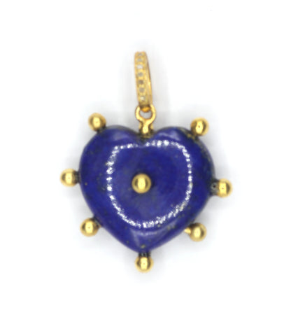 Heart Lapis lazuli Pave Diamond Pendant