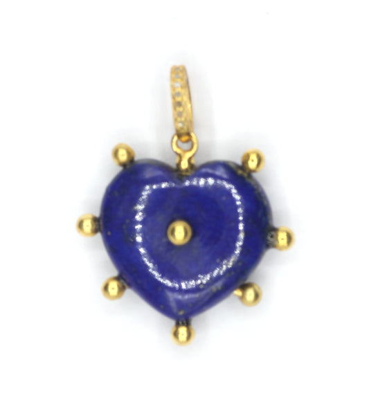 Heart Lapis lazuli Pave Diamond Pendant