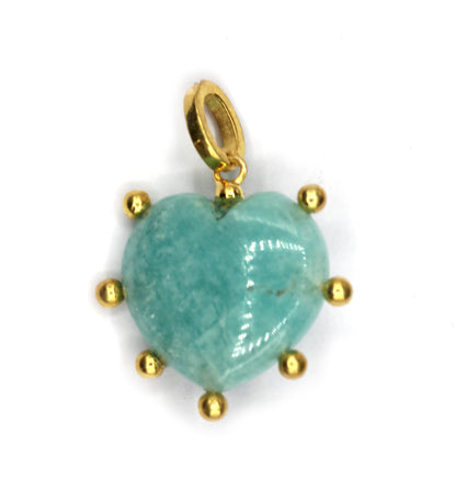 Heart Amazonite Pave Diamond Pendant
