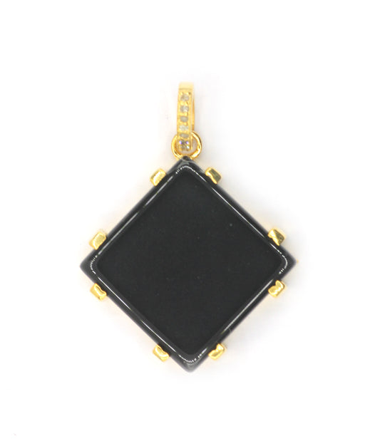 Black Onyx Pave Diamond Pendant