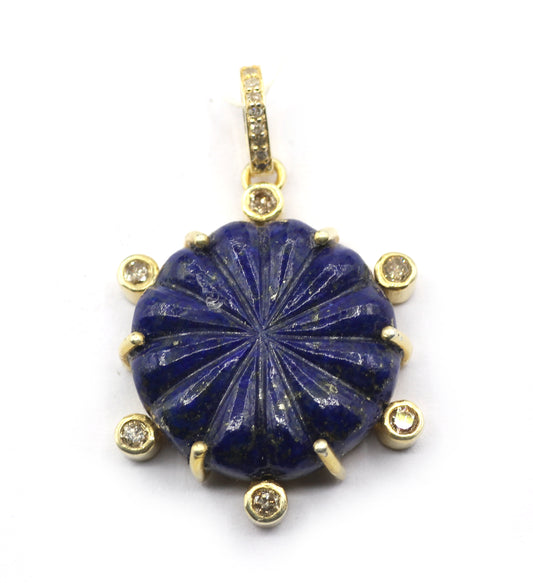Lapis Lazuli Pave Diamond Pendant