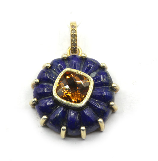 Lapis Lazuli Pave Diamond Pendant