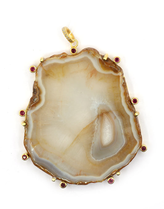 Agate Nature Pave Diamond Pendant