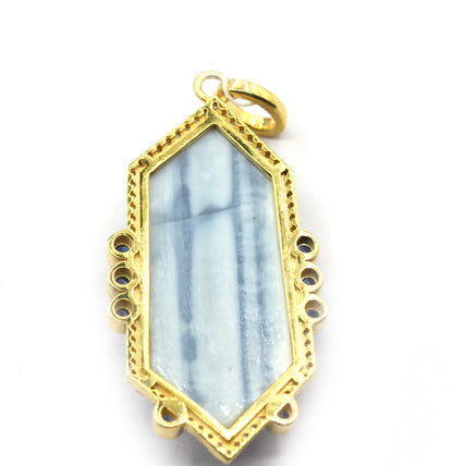 Blue Opal Pave Diamond Pendant