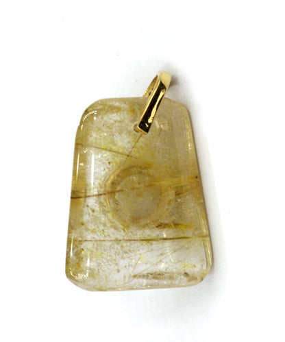 Golden Rutile Silver Pave Diamond Pendant