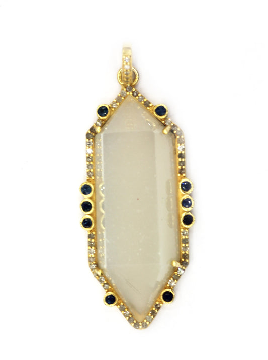 Pencil Silver Pave Diamond Pendant
