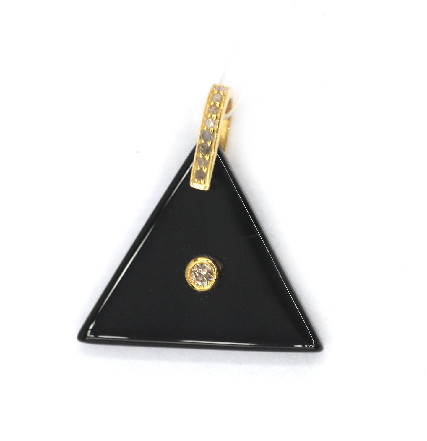 Triangle Black Onyx Silver Pave Diamond Pendant
